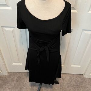 Made in Greece size 8 Black Short Sleeve Dress with Tie Waist